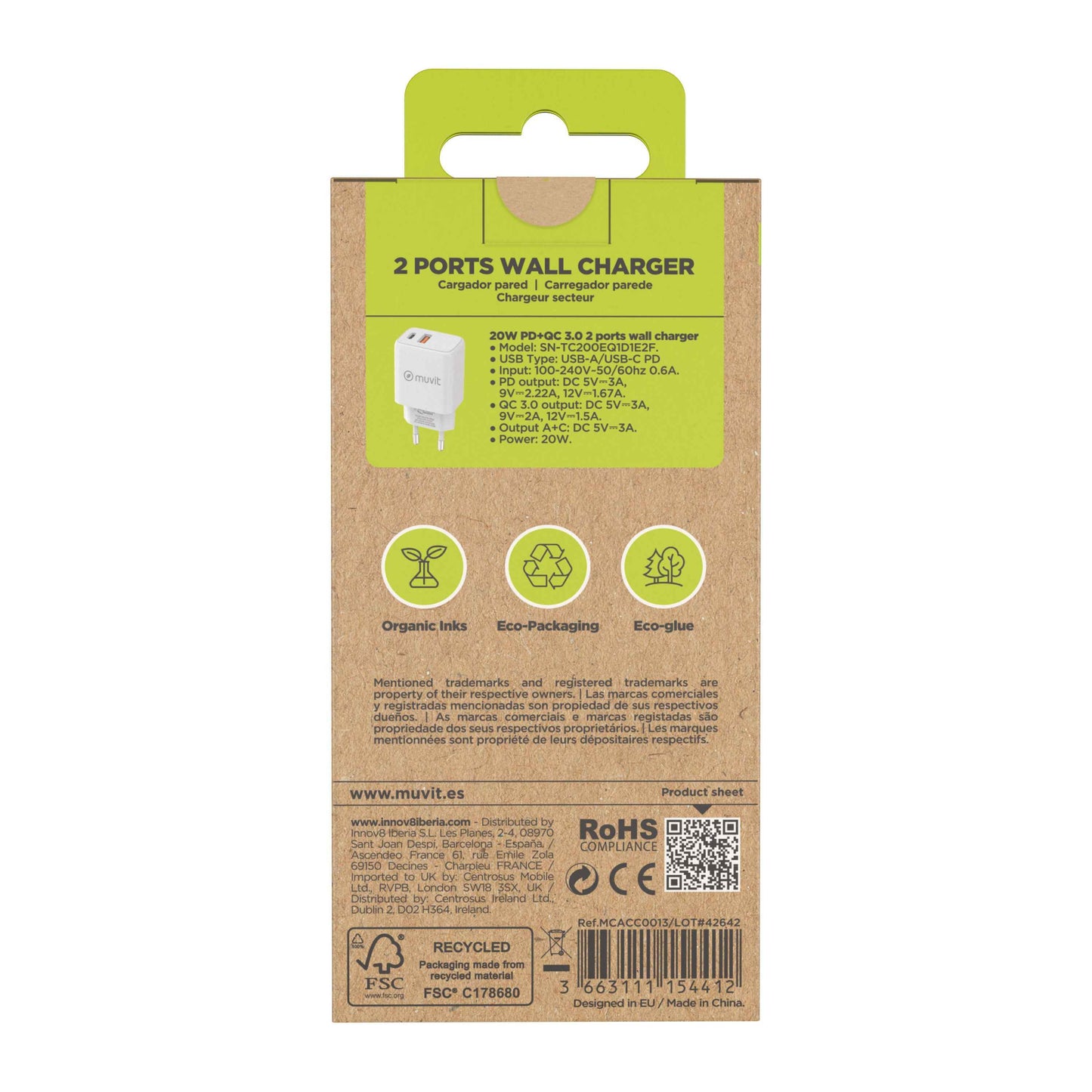 Dual USB-A and USB-C European Wall Charger