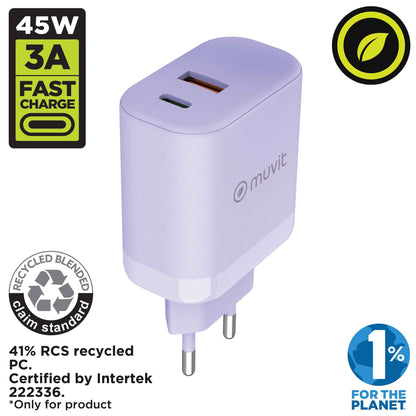 Dual USB-A and USB-C European Wall Charger